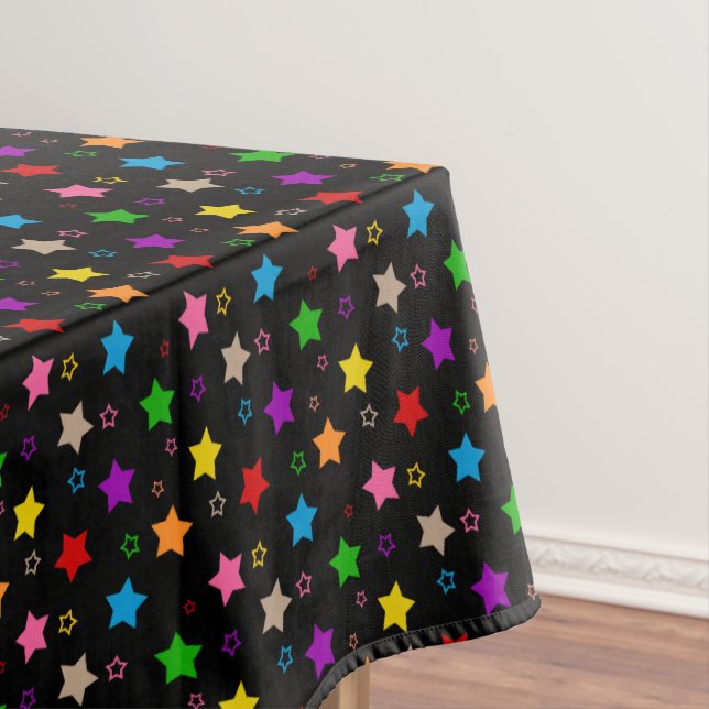 Nappe Motif de conception d'étoiles colorées noir  (In Situ)