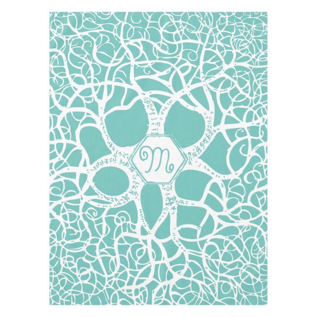 Nappe Motif de corail marin à la menthe et blanc (Devant)