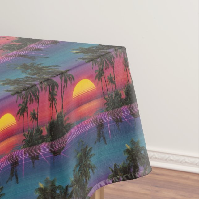 Nappe Motif de coucher de soleil avec palmiers Retro Syn (In Situ)