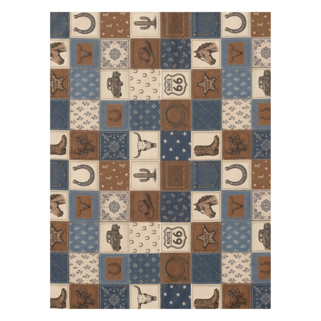 Nappe Motif de courtepointe patchwork Western vintage (Devant)