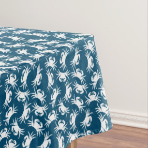Nappe Motif de crabe blanc et bleu sans joint