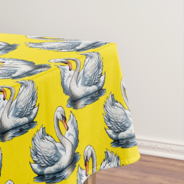 Nappe Motif de cygnes sur fond jaune (In Situ)