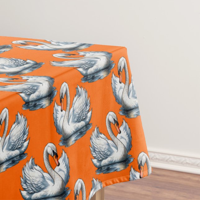 Nappe Motif de cygnes sur fond orange  (Créateur téléchargé)