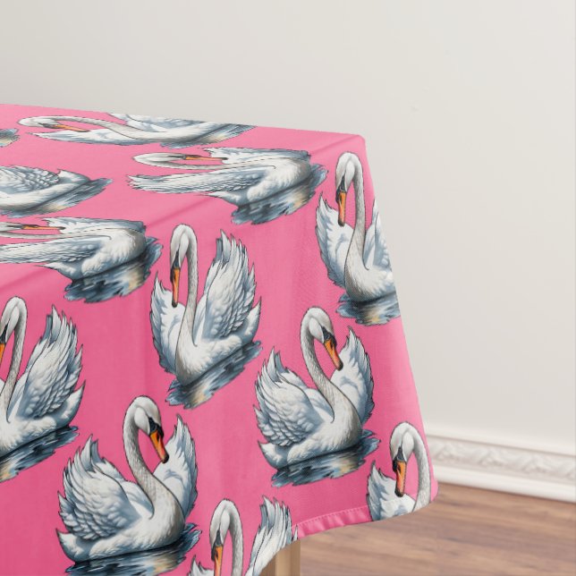 Nappe Motif de cygnes sur fond rose (In Situ)