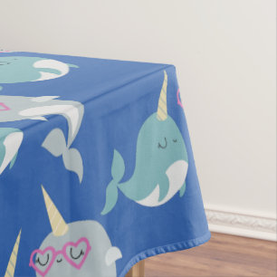 Nappe Motif de dessin animé mignon Narwhal Whimsal en bl