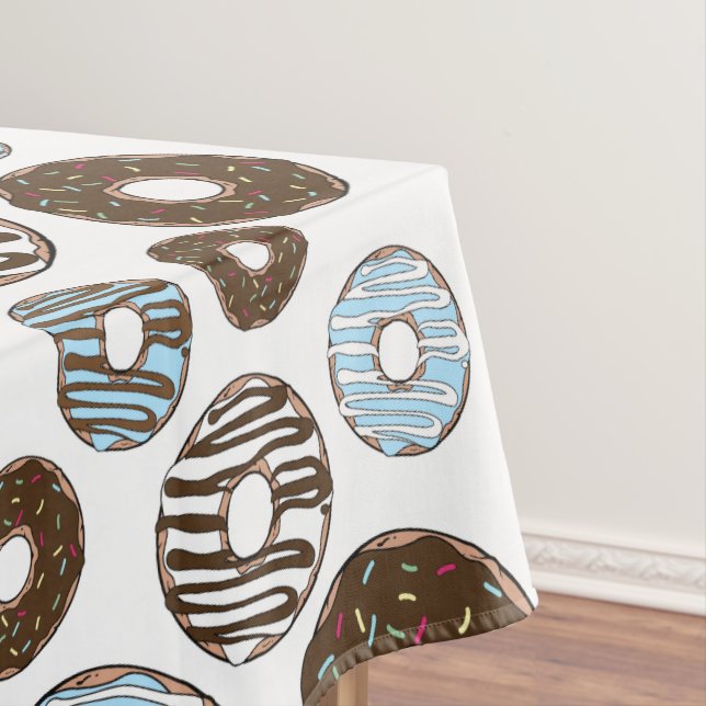 Nappe Motif De Donuts, Donuts Bleus, Donuts Brown (In Situ)