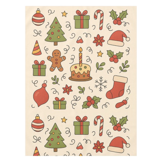 Nappe Motif de doodle de Noël joyeux (Devant)