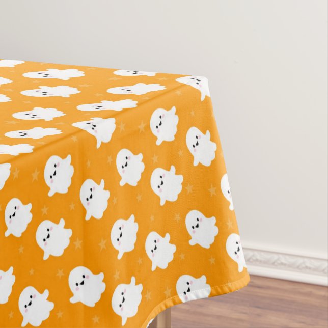 Nappe Motif de fantôme orange mignon – Création Hallowee (In Situ)