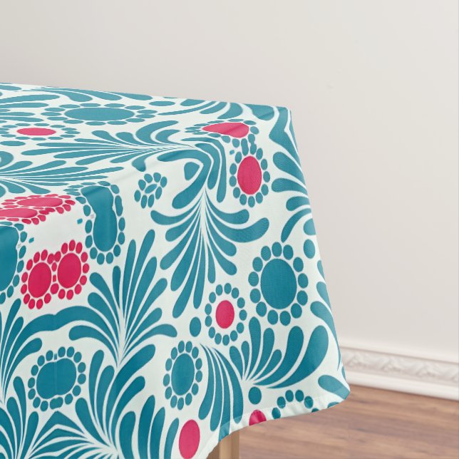 Nappe Motif de feuillage élégant sarcelle et magenta (In Situ)
