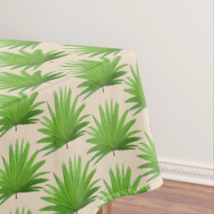 Nappe Motif de feuille de palmier verte sur fond beige c