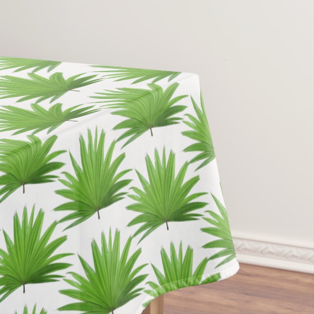 Nappe Motif de feuille de palmier verte sur fond blanc (In Situ)