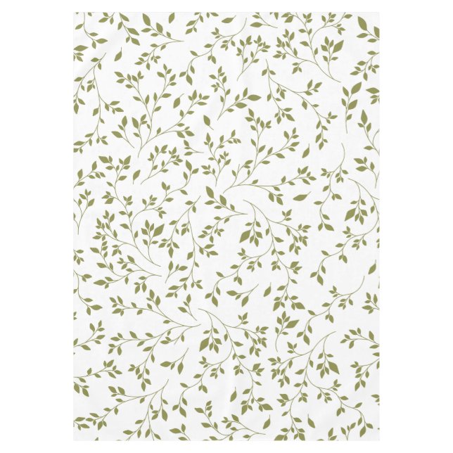 Nappe Motif de feuille de vigne botanique vert olive sur (Devant)