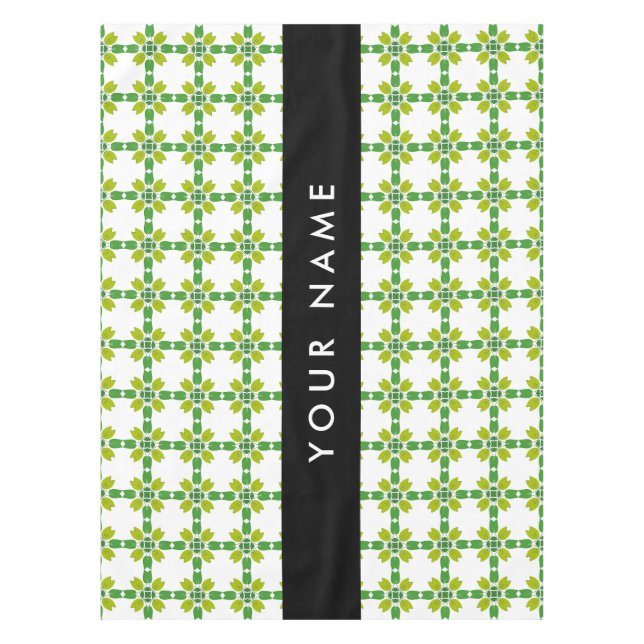 Nappe Motif de feuille, Feuilles vertes, Votre nom (Devant)