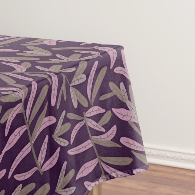 Nappe Motif de feuille rose et verte sur fond violet fon (In Situ)