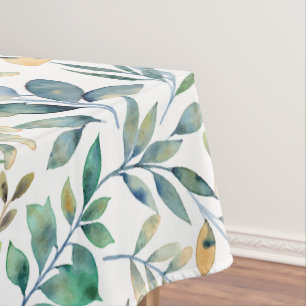 Nappe Motif de feuille verte et jaune à l'aquarelle fraî