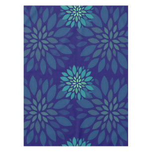 Nappe Motif de feuilles florales bleu marine et vert mod