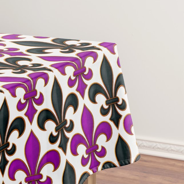 Nappe Motif de fleur de lis baroque noir violet  (Créateur téléchargé)