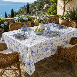 Nappe Motif de fleur sauvage à l'aquarelle bleu violet j