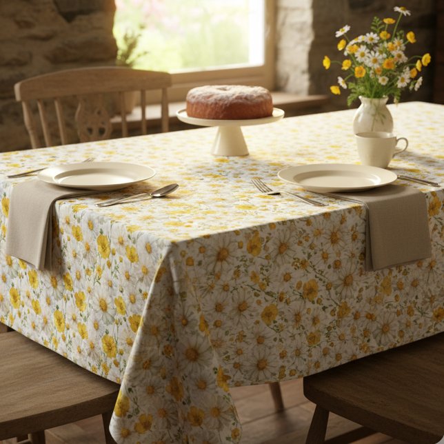 Nappe Motif de fleur sauvage à l'aquarelle jaune  (Créateur téléchargé)
