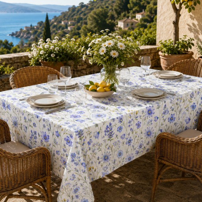 Nappe Motif de fleur sauvage aquarelle bleu jaune vert (Créateur téléchargé)