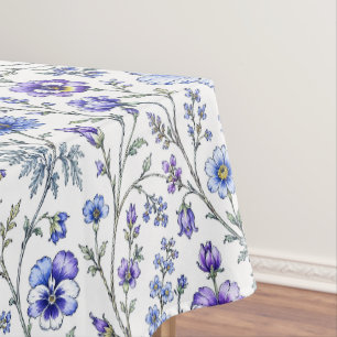 Nappe Motif de fleur sauvage aquarelle bleu violet