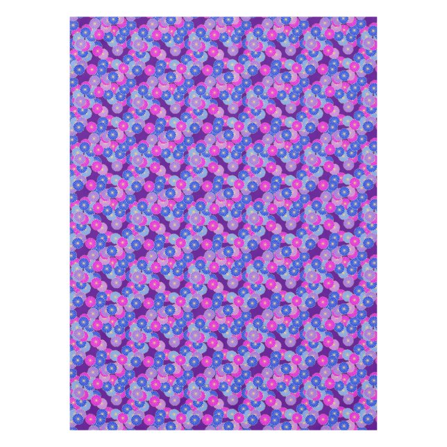 Nappe Motif de fleurs Art Déco - violet, bleu et violet (Devant)