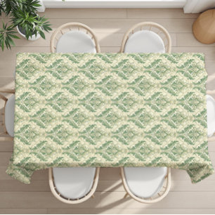 Nappe Motif de fleurs botaniques vintage vert et beige