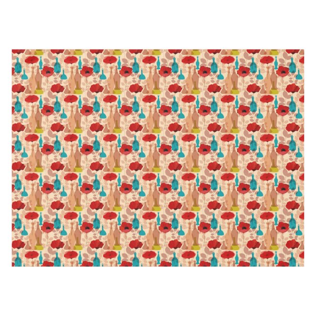 Nappe Motif de fleurs, de vases et de bouteilles (Devant (Horizontal))