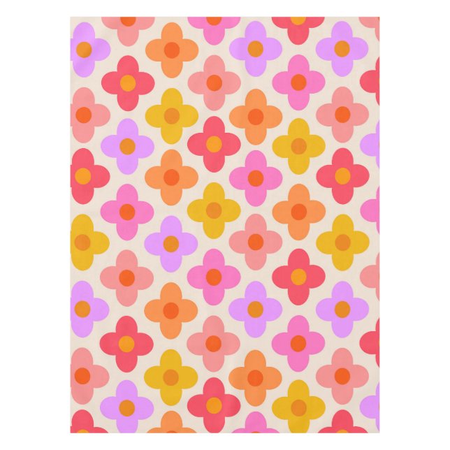Nappe Motif de fleurs hippies colorées rétro  (Devant)