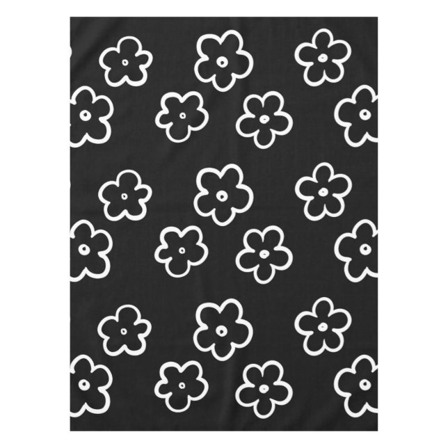 Nappe Motif de fleurs noir et blanc (Devant)