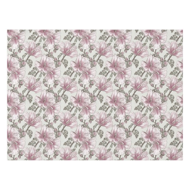 Nappe Motif de fleurs rose amorti de ketmie (Devant (Horizontal))