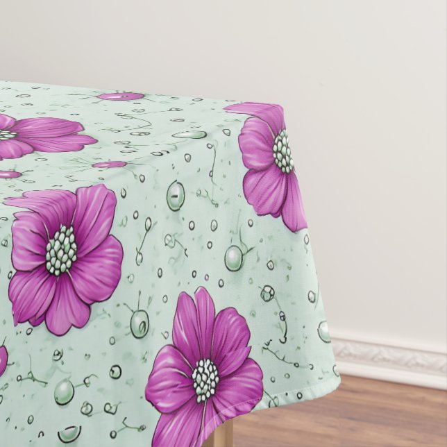 Nappe Motif de fleurs roses avec gouttelettes (In Situ)