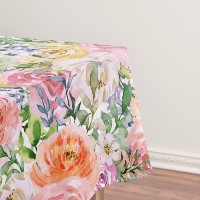 Nappe Motif de fleurs Roses rose jaune blanc orange (In Situ)