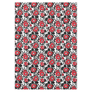 Nappe Motif de fleurs rouge, noire et blanche