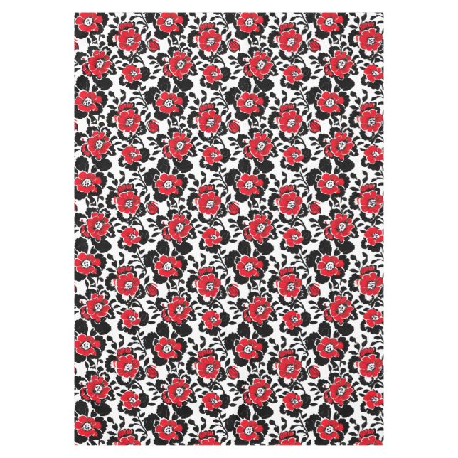 Nappe Motif de fleurs rouge, noire et blanche (Devant)
