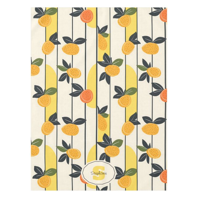Nappe Motif de fruits d'agrumes avec Feuilles verts (2) (Devant)