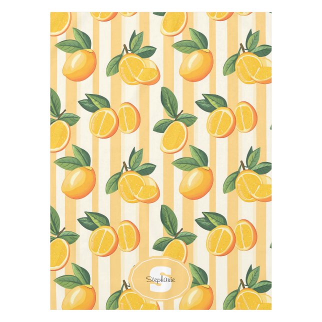 Nappe Motif de fruits d'agrumes avec Feuilles verts (3) (Devant)