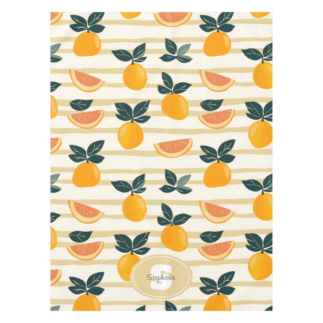 Nappe Motif de fruits d'agrumes avec Feuilles verts (4) (Devant)