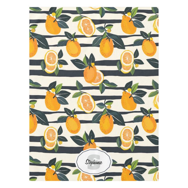 Nappe Motif de fruits d'agrumes avec Feuilles verts (5) (Devant)