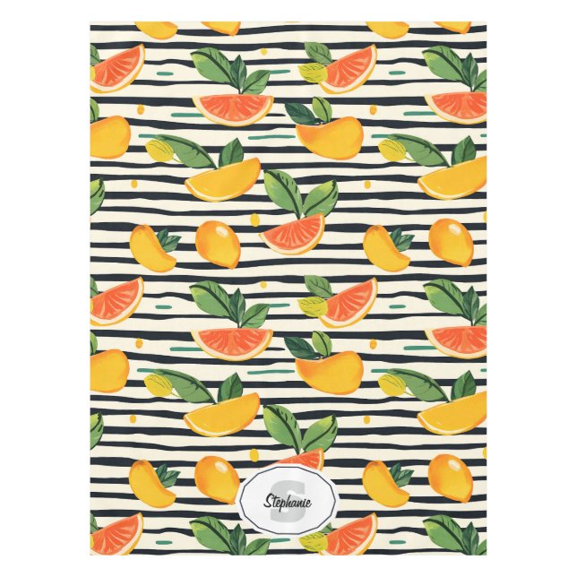 Nappe Motif de fruits d'agrumes avec Feuilles verts (6) (Devant)