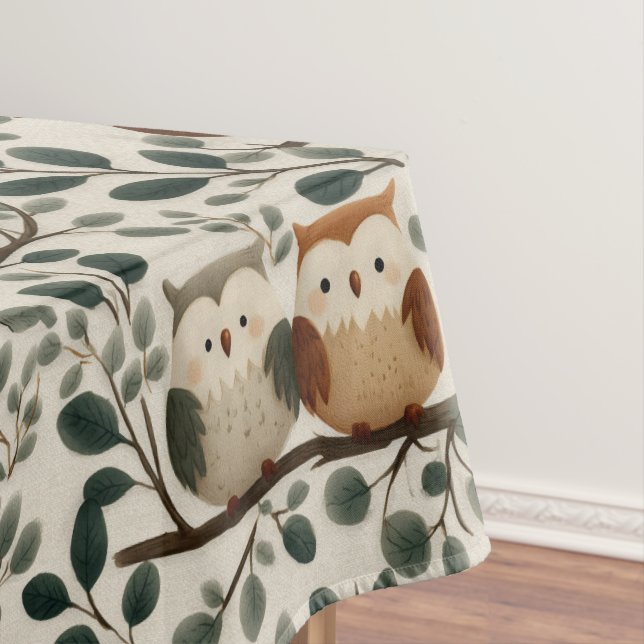 Nappe Motif de hibou et de feuille de forêt (In Situ)