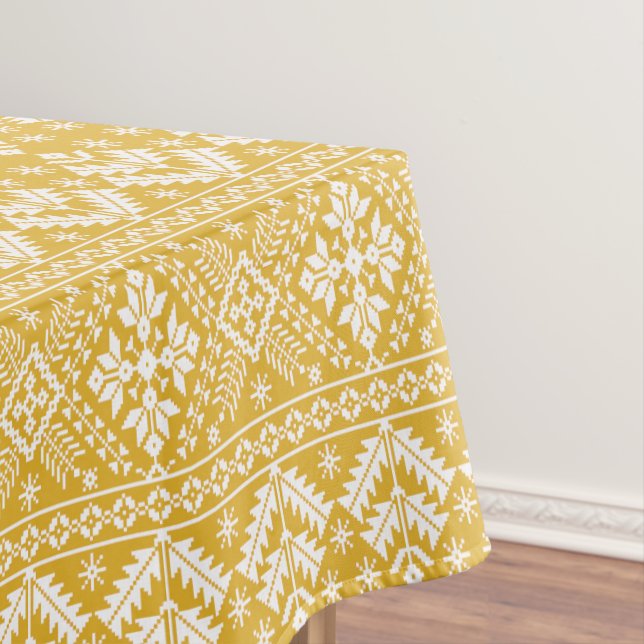 Nappe Motif de la Foire de Noël en or et blanc (In Situ)