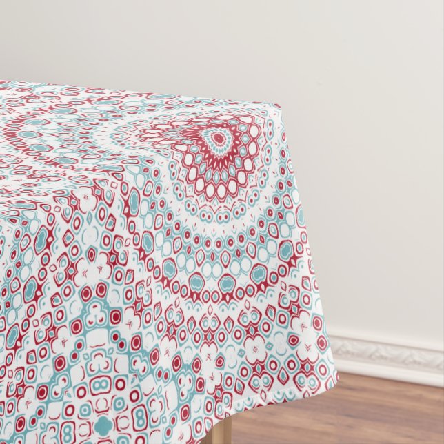 Nappe Motif de mandala aqua et cramoisi (In Situ)