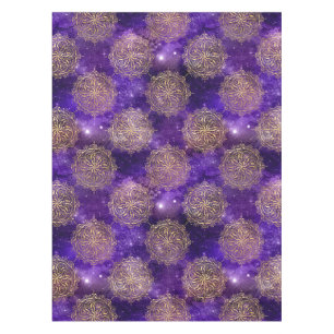 Nappe Motif de mandala Dharma de galaxie or et violet