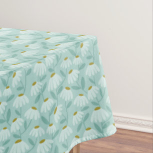 Nappe Motif de marguerites florales bleu sarcelle et ver