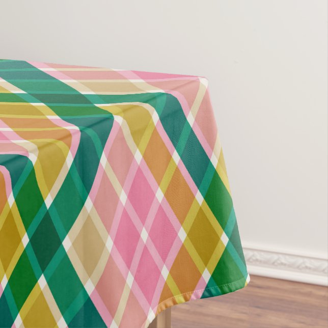 Nappe Motif de Noël à carreaux moderne rose et vert (In Situ)