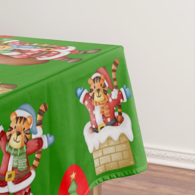 Nappe Motif de Noël à répétition avec tigres (In Situ)
