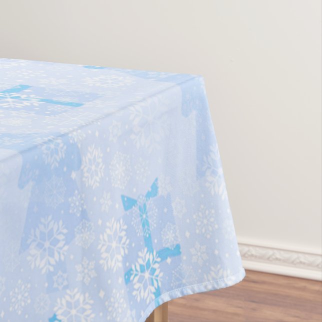 Nappe Motif de Noël de glace bleue (In Situ)