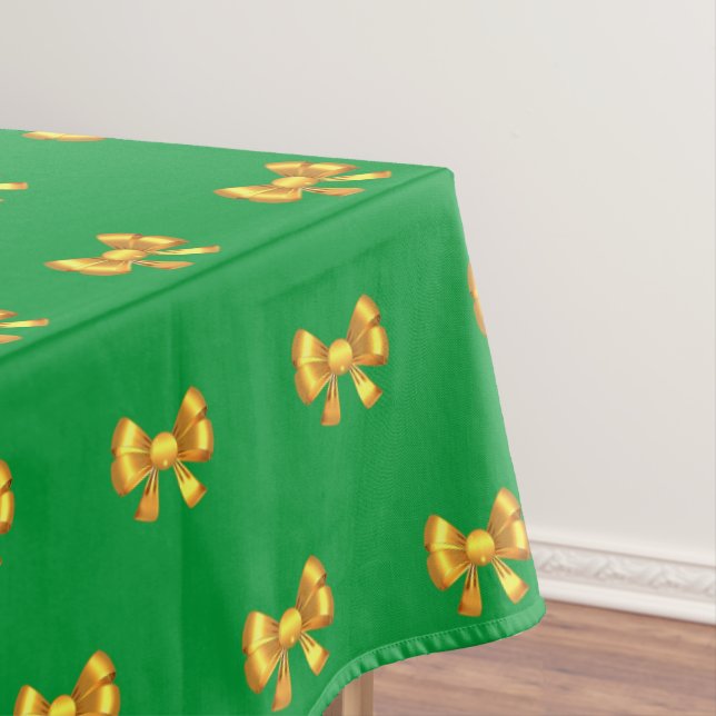 Nappe Motif de Noël d'or sur vert (In Situ)