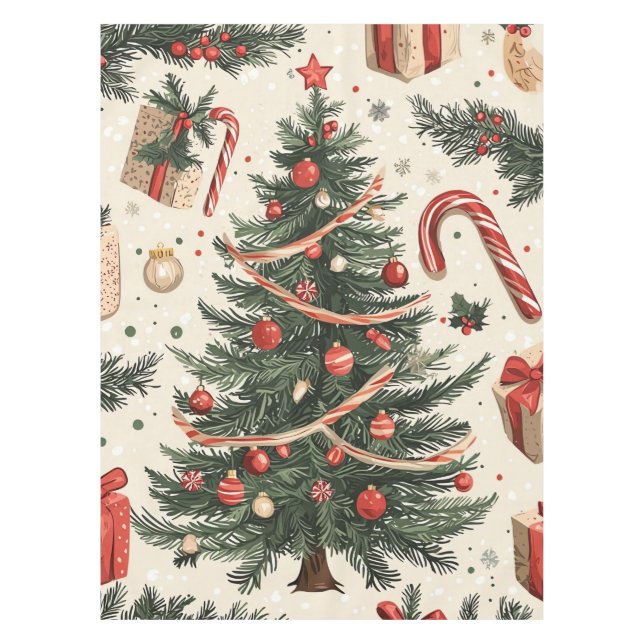 Nappe Motif de Noël floral Poinsettia (4) (Devant)